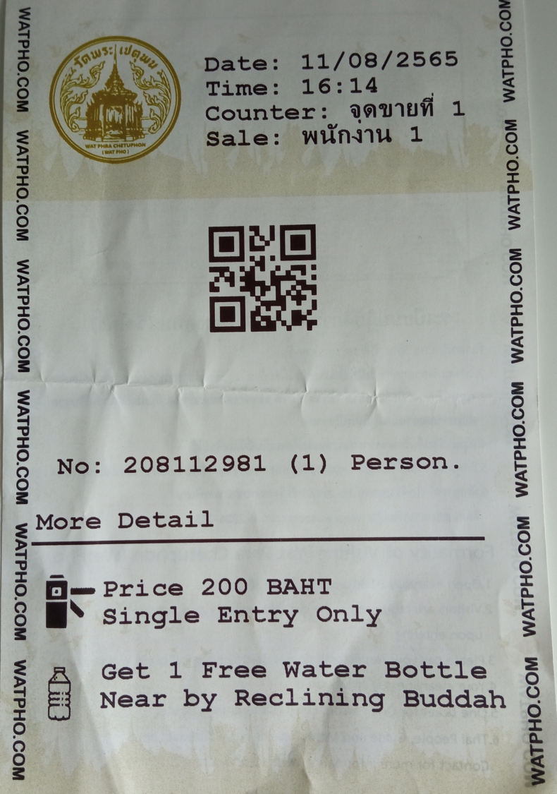 ticket ingresso tempio di Buddha